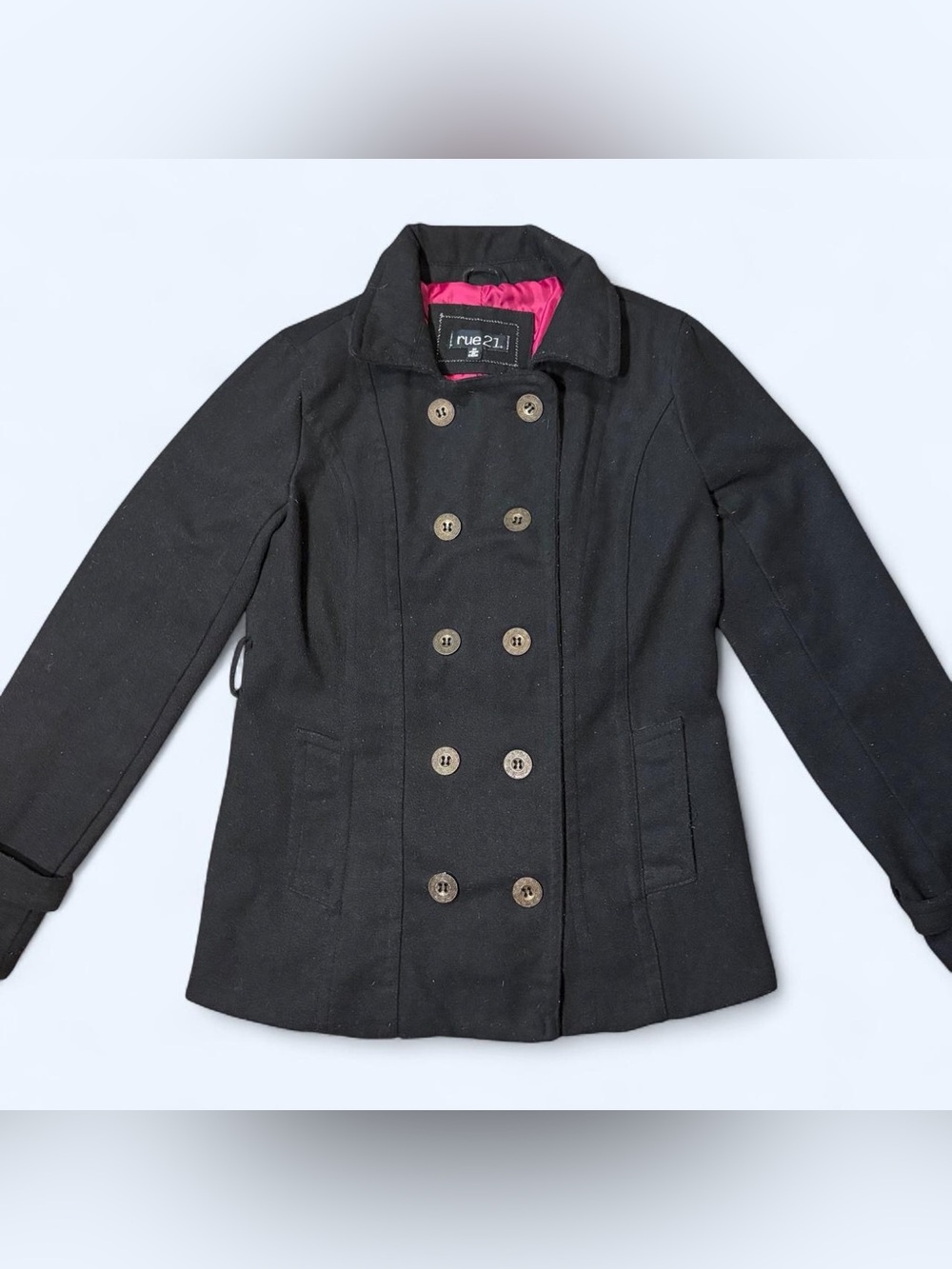 Y2K Grunge Black Peacoat Jacket by Rue 21!